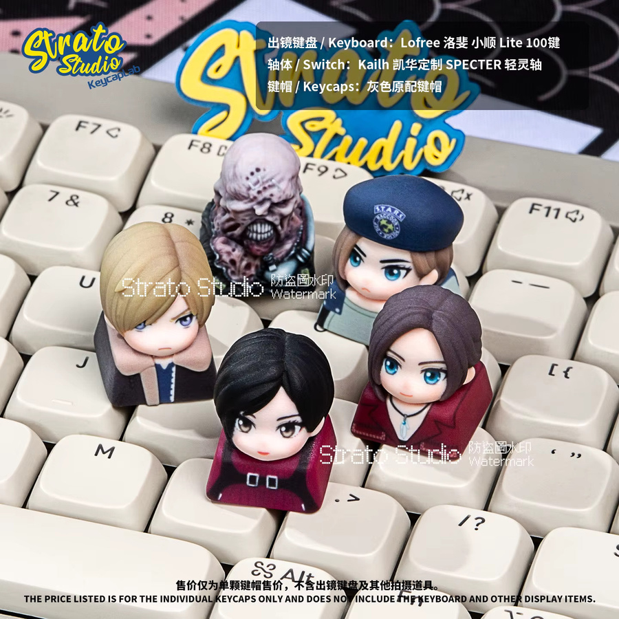 Strato Studio Resident Evil Artisan Resin Keycap Leon Ada Wong Tyrant Einzelne benutzerdefinierte Tastenkappe für mechanische Tastaturen mit Kreuzachse, Multicolor - Bild 2