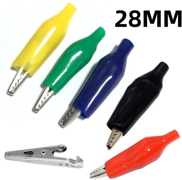 ELECAPITAL 12er Set isolierte Metall-Krokodilklemmen für elektrische Messleitungen, bunt, 28 mm - Bild 1