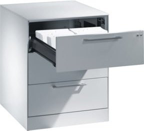 C+P Karteischrank Asisto für DIN A5 quer, 3 Schubladen, zweibahnig, Lichtgrau - Bild 1