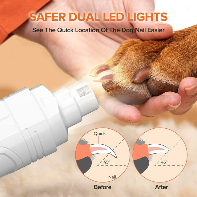 Elektrischer Haustier-Nagelknipser von ZYfeeder in Weiß, USB wiederaufladbar und leise mit integriertem Licht zur Nagelpflege für Katzen und Hunde - Bild 1