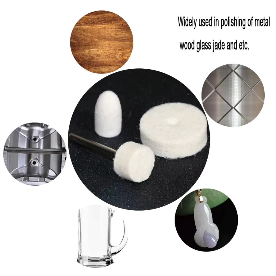 Toorise 120er Set Wollfilz Polierpads Rund mit 3mm Schaft für Dremel Drehwerkzeuge, Weiß - Bild 3
