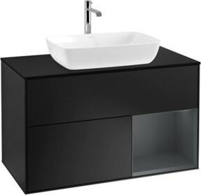 V&B Waschtischunterschrank Finion 100 mit Wandbeleuchtung in Blau lackiert, B/T/H: 100 x 50,1 x 50,1 cm - Bild 1