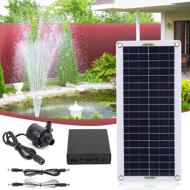 VAKIND Solar-Wasserpumpen-Set mit 30W und 800L/H, geräuschlose bürstenlose DC 18V Pumpe für Garten, Pool, Teich, Vogelbad und Wasserfall - Bild 1