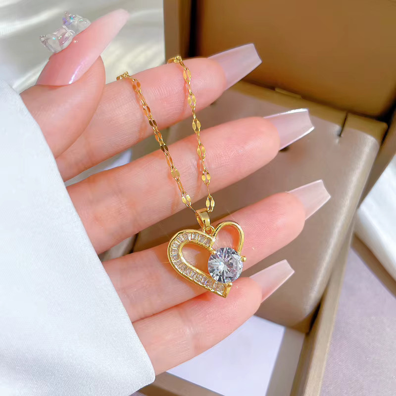 DIEYURO Halskette, Edelstahl, Gold, Zirkonia, Damen - Bild 2