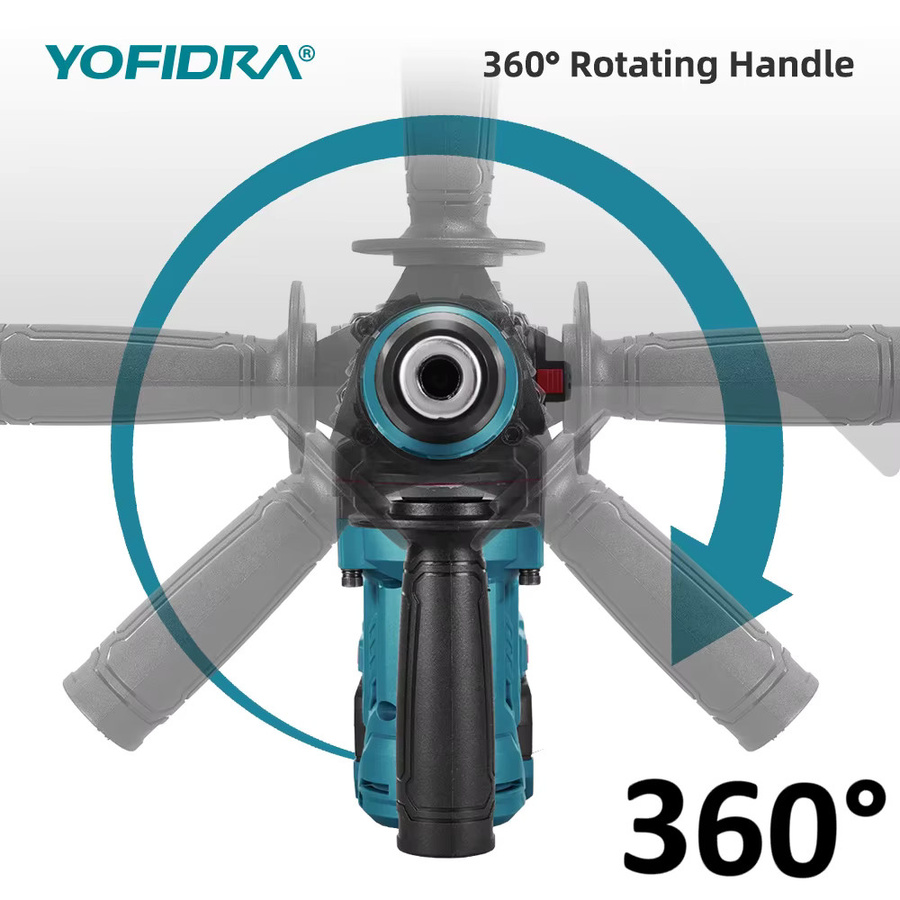 YOFIDRA Bürstenlose Elektrohammer Schlagbohrmaschine 2200W mit 26mm Bohreraufnahme als Multifunktions-Schraubendreher und Rotationswerkzeug kompatibel mit Makita LXT Akkus - Bild 3