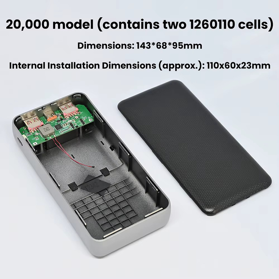 diymore Powerbank-Gehäuse mit 22,5W Schnellladung und TFT-Farbdisplay-Modul, 3,7V Lithium-Batterie Motherboard-Kit in Silber - Bild 4
