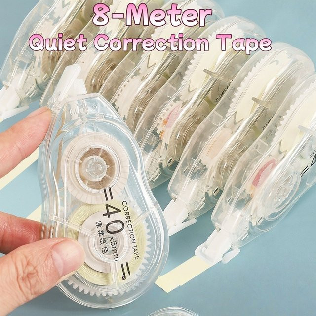 Leises Korrekturband aus Kraftpapier in Weiß, 8 Meter Länge, ideal für die Schule - Bild 1