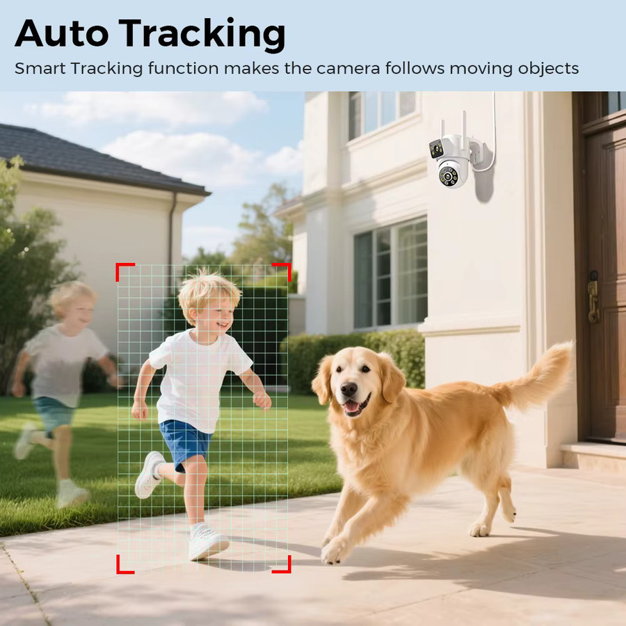 BESDER 4K 8MP PTZ IP Kamera Outdoor mit Dual Objektiv und Dual Bildschirmen, Wifi Sicherheit Überwachungskamera mit AI Auto Tracking, Weiß - Bild 3