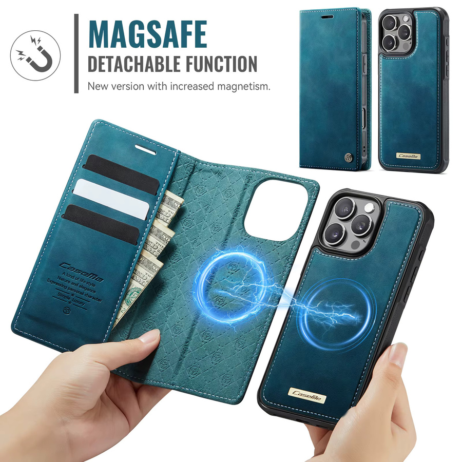 2-in-1 Magnetische Flip-Ledertasche für iPhone 15 14 13 12 11 Pro Max Plus Air in Grün mit abnehmbarem Card Slot Wallet Cover von aierkeba - Bild 4