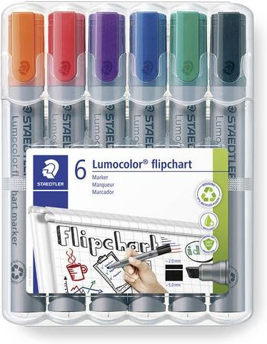 Staedtler Lumocolor Flipchartmarker 356 B Set mit 6 Stück in Mehrfarben mit Keilspitze 2-5 mm - Bild 1