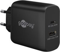 goobay USB-C PD Dual-Schnellladegerät 45 Watt in Schwarz - Bild 1