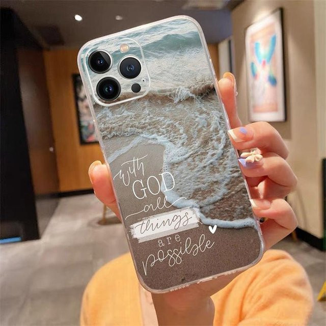 Handyhülle mit christlichen Bibelversen für Apple iPhone 15 14 13 12 11 Pro Max Plus XS XR in Multicolour - Bild 1