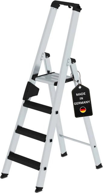 PROREGAL Stufen-Stehleiter Clip-Step Relax einseitig begehbar, Farbe: Silber, 4 Stufen - Bild 1