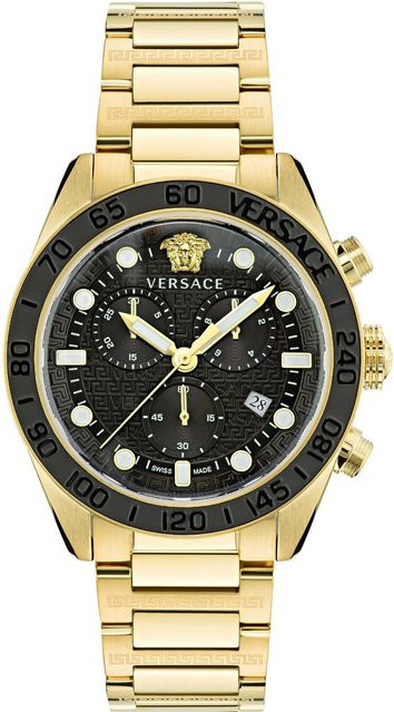 Versace Chronograph, Edelstahl, Quarz, 43 mm, Herren, Schwarz - Bild 1