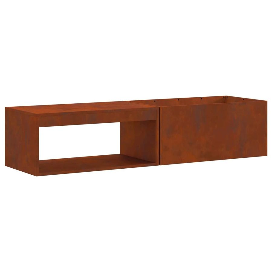 vidaXL Feuerstelle aus Stahl in Braun im Industrie-Style, B/T/H: 160 x 45 x 35 cm - Bild 2