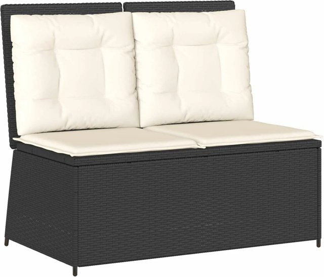 Furnicato Gartenbank aus Poly-Rattan und Stahl in Schwarz, B/T/H: 220 x 52 x 110 cm - Bild 1