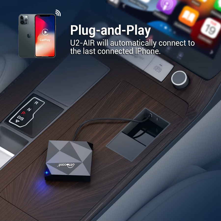 OTTOCAST U2 Air Wireless CarPlay-Adapter in Schwarz für Audi, Porsche, Benz, VW, Volvo und Toyota mit USB-C Anschluss - Bild 3