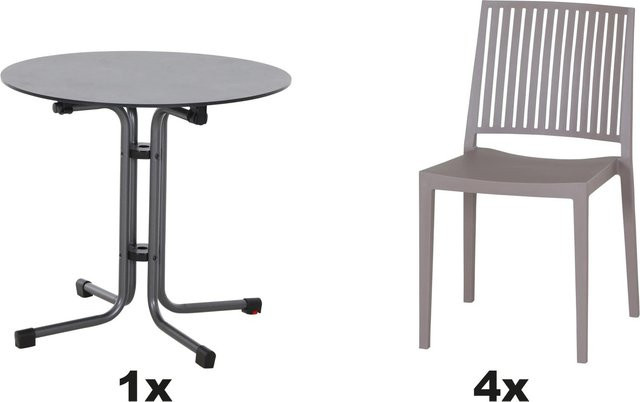 Siena Garden Gartenmöbel Set Lane 5-teilig in Taupe mit Durchmesser: 80 cm und Höhe: 71 cm - Bild 1