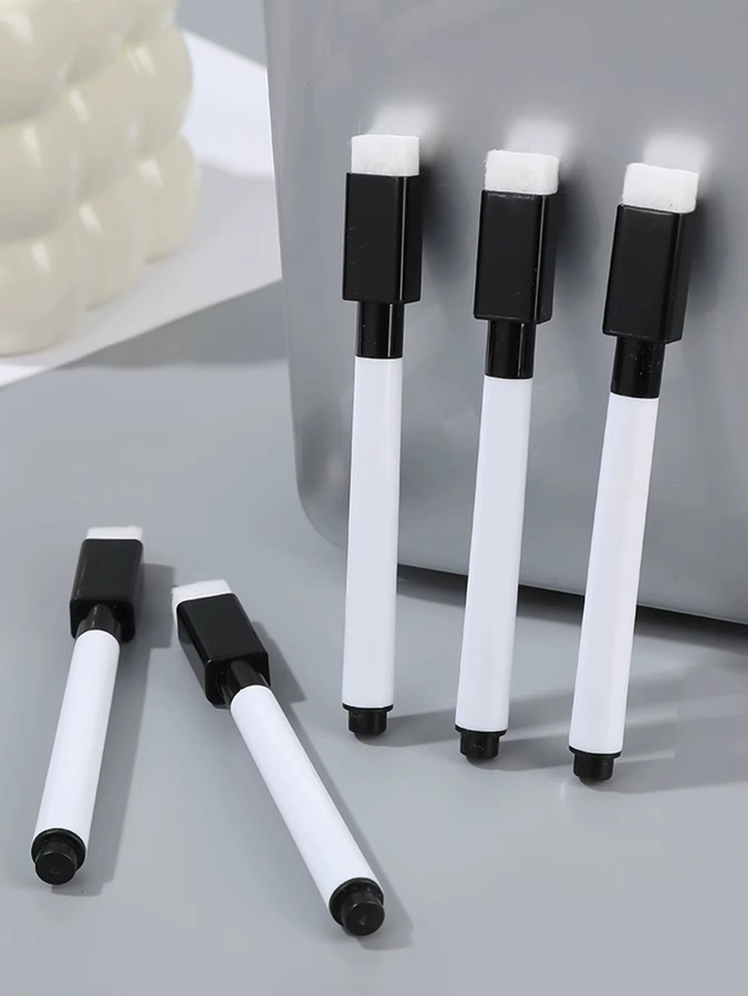 10er Set Magnetische Whiteboard Marker mit integriertem Radiergummi in Schwarz und Weiß für Schule und Büro - Bild 3