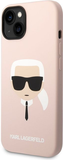 Karl Lagerfeld Silikon Hülle für Apple iPhone 14 Plus mit Karl's Head Design in Rosa - Bild 1