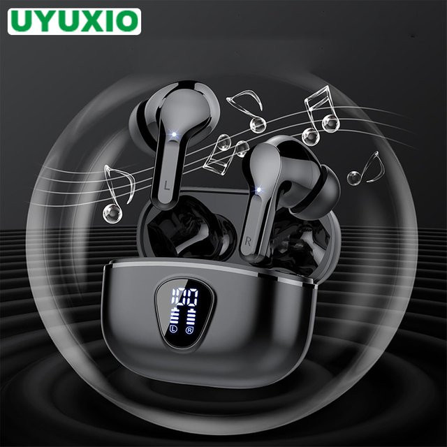 UYUXIO Bluetooth 5.4 TWS Ohrhörer in Schwarz mit LED-Anzeige, HiFi-Stereo und integriertem Mikrofon für iPhone und Samsung - Bild 1