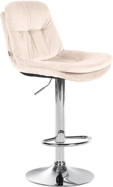 DELUKE Barhocker MITUN in Creme mit Samtbezug, höhenverstellbarer Barstuhl mit Lehne und 360 Grad Drehsitz, Farbe: Creme/Silber, B/T/H: 46 x 54 x 94 cm - Bild 1