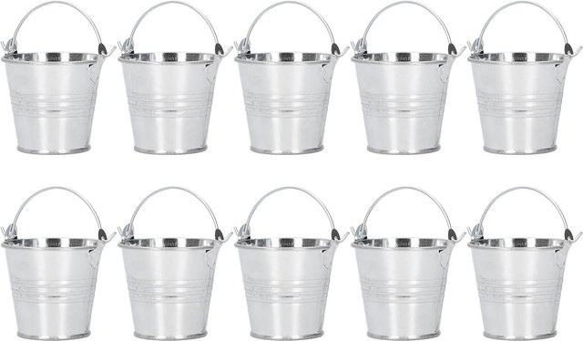 10 Stück Fishine Mini Blumentöpfe aus Metall in Silber für Sukkulenten, H x B x T: 6 x 4 x 5,5 cm - Bild 1
