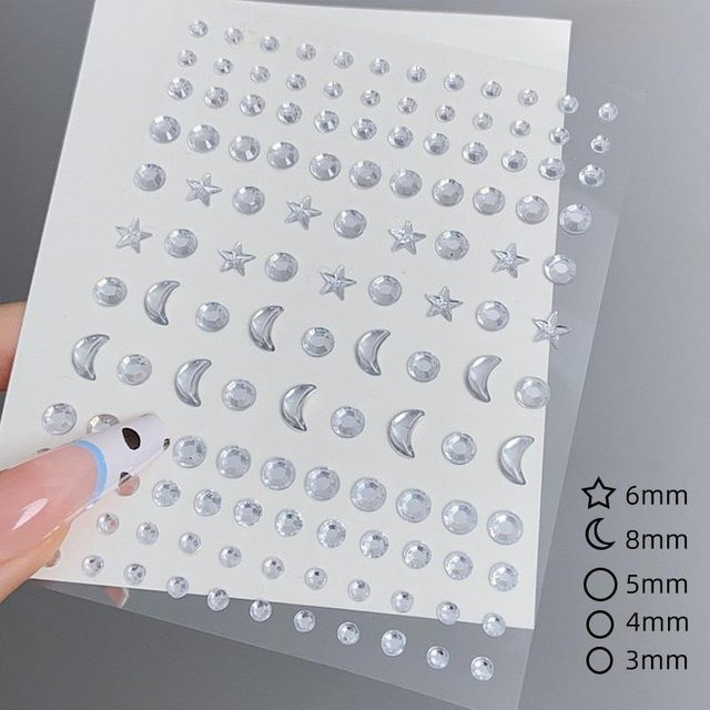 LChome Haaredelsteine Strass-Aufkleber mit Edelsteinen und Faux-Perlen, grau, glänzend, Unisex - Bild 1