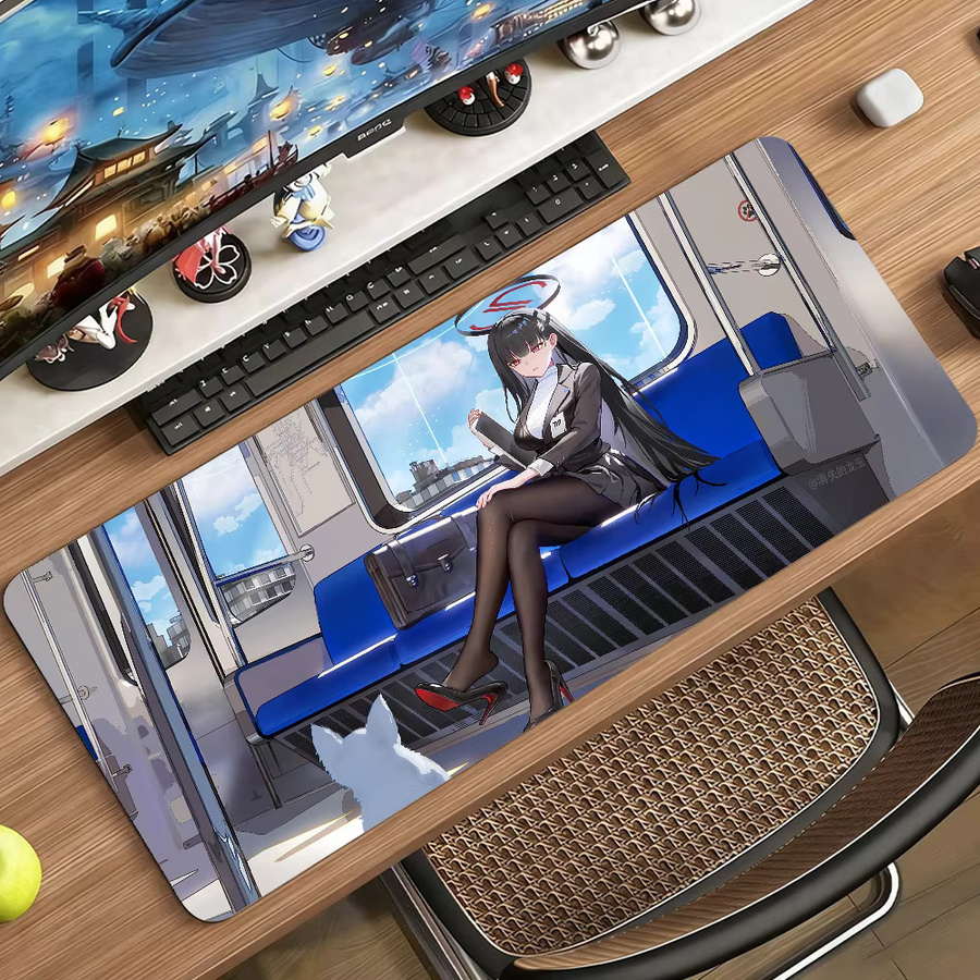Blue Archive Tsukatsuki Rio XXL Gaming Mauspad in Multicolour, rutschfeste Schreibtischunterlage aus Gummi für PC und Laptop - Bild 3