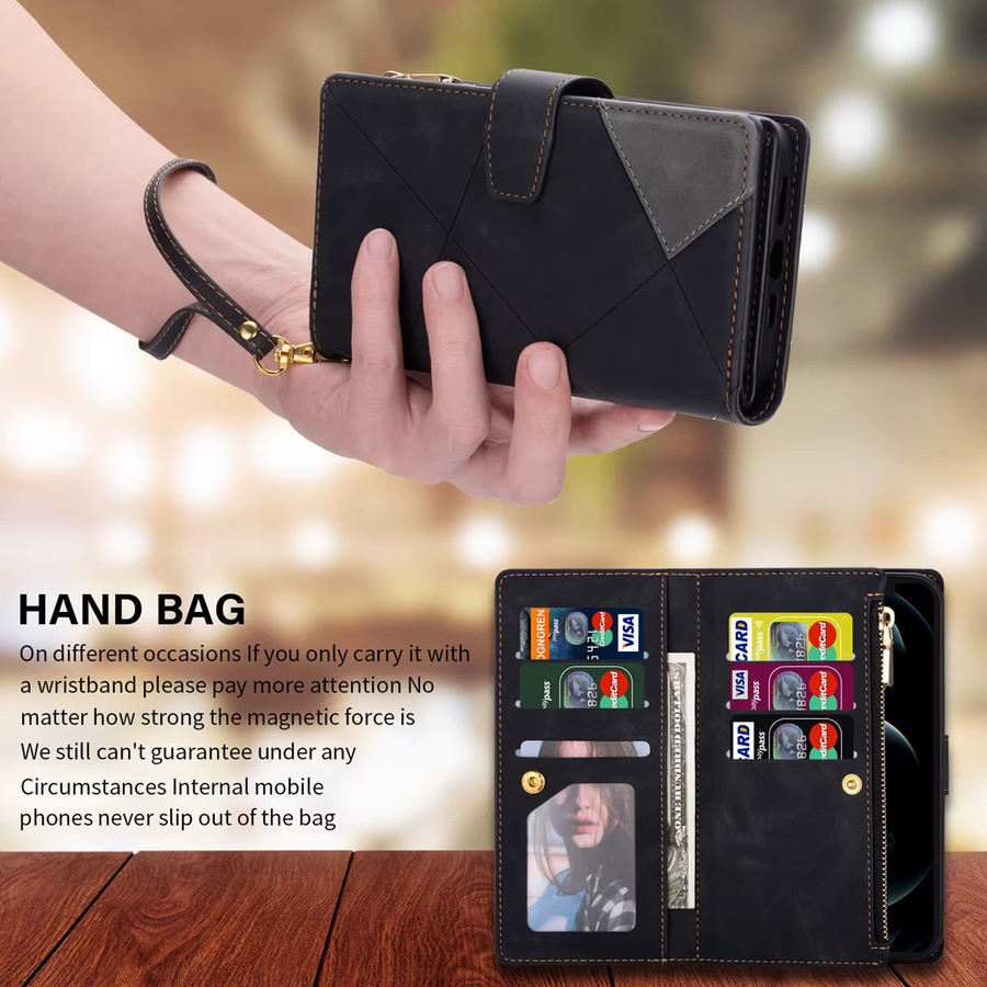 Xiaomi Flip-Lederhülle in Schwarz mit Reißverschluss, Kartenfach und Brieftaschenfunktion für Redmi Note und Xiaomi Modelle - Bild 2
