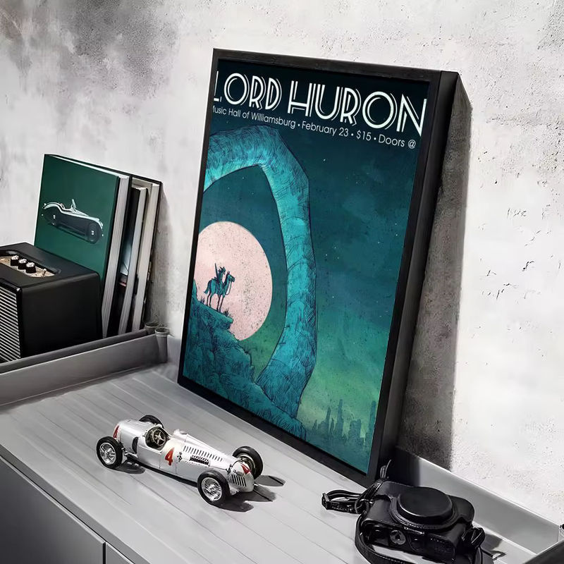 L-Lord H-Huron Band-Poster-Aufkleber in Schwarz und Mehrfarbig, modernes HD-Gemälde als selbstklebende Wanddekoration für dein Zuhause, Rechteckig, B: 20 cm, H: 15 cm, T: 15 cm - Bild 4