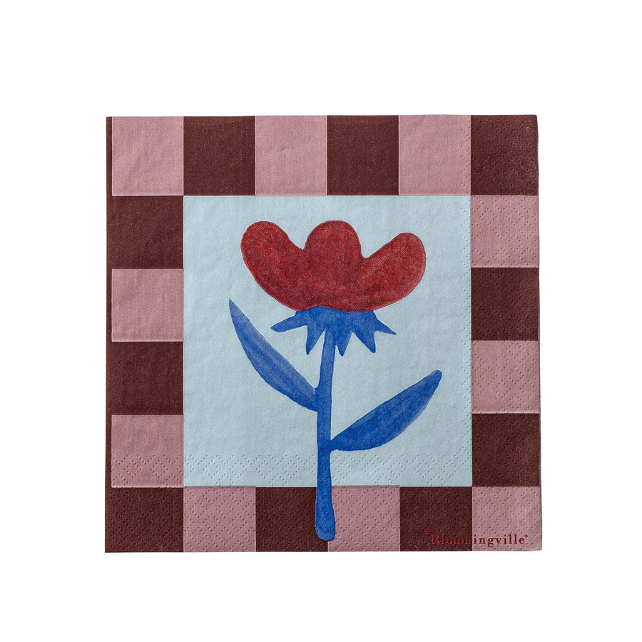 Bloomingville Papierservietten Vinia mit floralem Muster in Rot, Blau und Multicolour, 20 Stück - Bild 1
