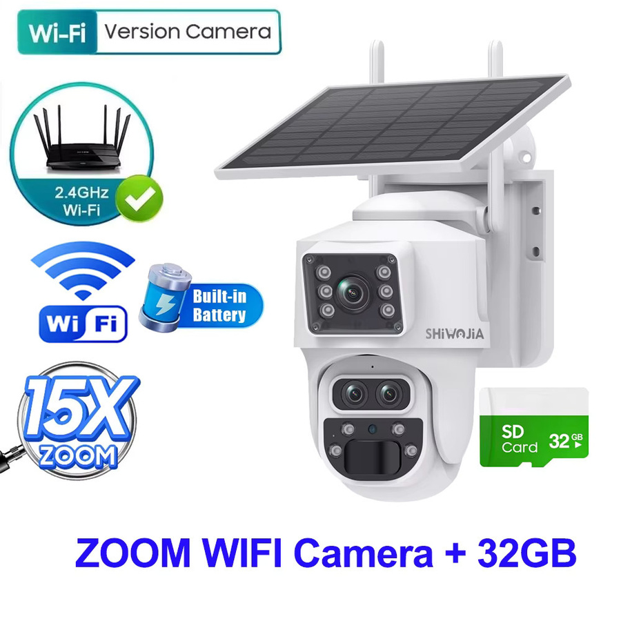 SHIWOJIA Solar-Überwachungskamera mit 12MP 4K Auflösung, 15X Zoom, Dual-Screen, 4G SIM und WLAN, Weiß - Bild 7