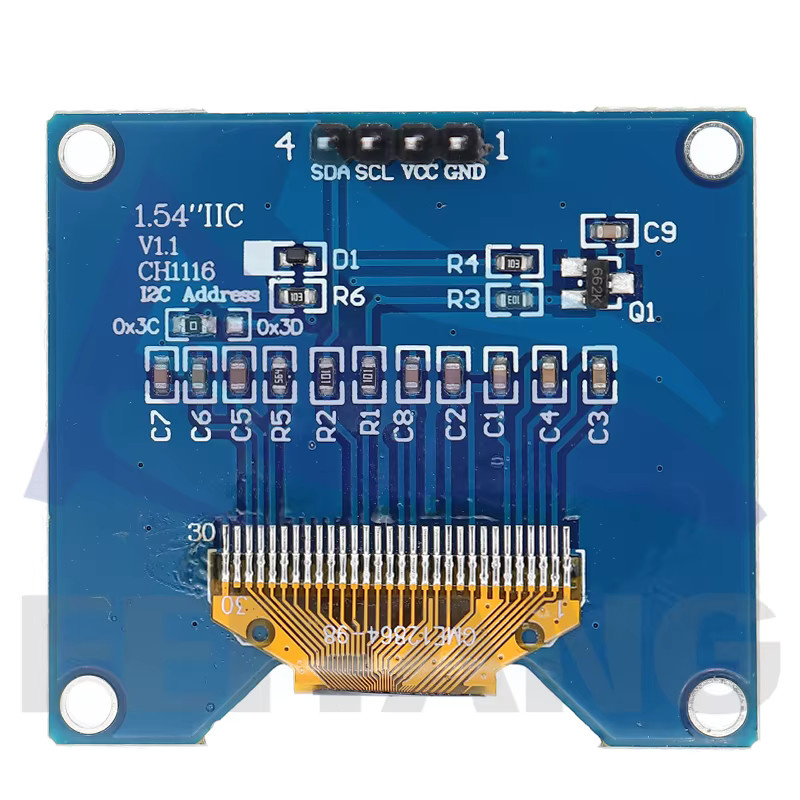 SAMIROB OLED Bildschirm Modul SSD1309 in Weiß und Blau mit 1,54 Zoll, 4PIN SPI Schnittstelle, 128x64 Auflösung, kompatibel mit CH1116 - Bild 3