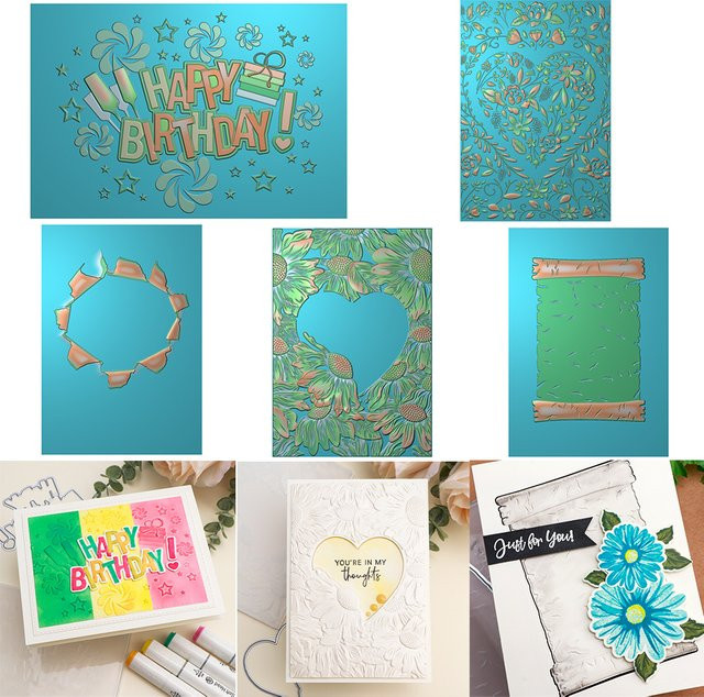 3D-Prägeordner Alles Gute zum Geburtstag mit Gänseblümchen in Pink für DIY-Scrapbooking und Papierhandwerk - Bild 1