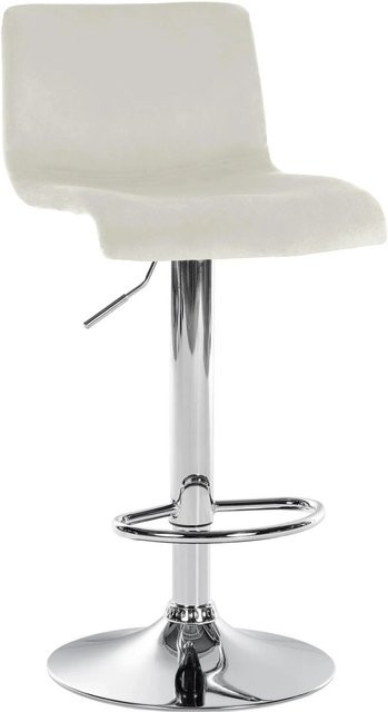 DELUKE Barhocker PESAN Barstuhl aus Samt in Creme mit Silber, höhenverstellbar, drehbar und mit Lehne, B/T/H: 39 x 36 x 83 cm - Bild 1
