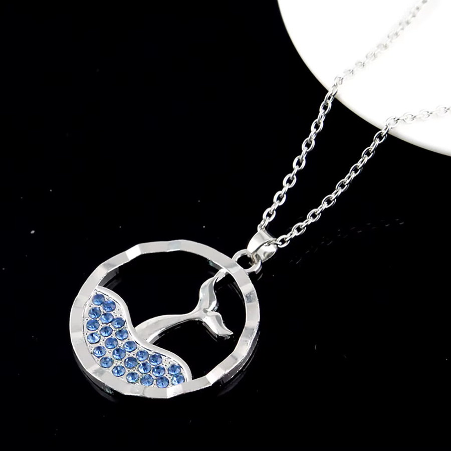 YiYuYiHua Halskette, Wal Schwanz Fisch, Silber, Unisex - Bild 3