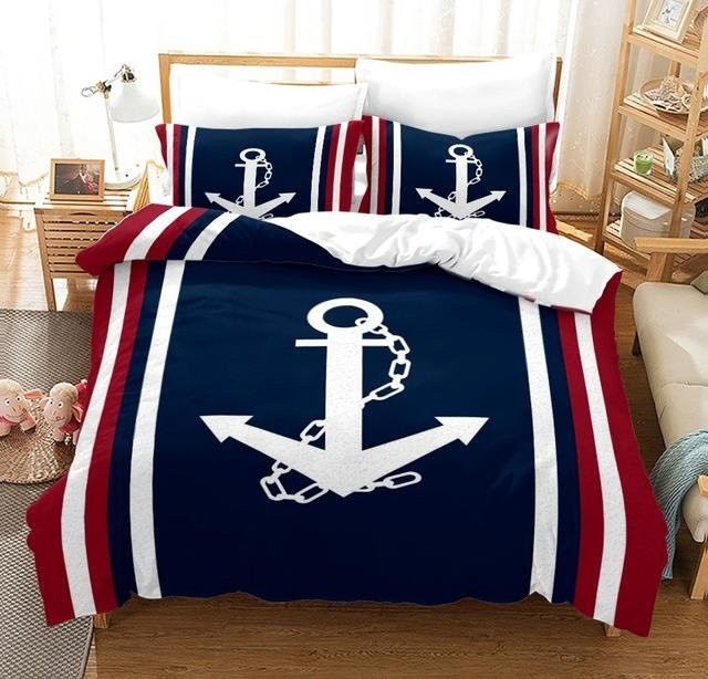Lodestar Bettwäsche-Set mit Anker-Motiv in Blau, Microfaser, B/H: 228 x 228 cm - Bild 1