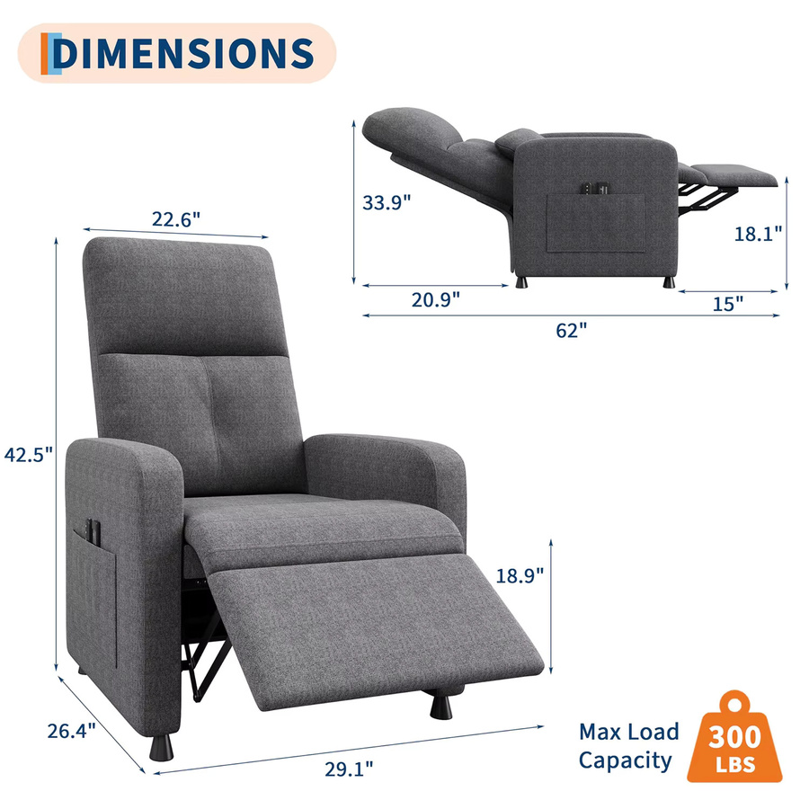 HiMISS Elektrischer Relaxsessel in Weiss mit Wärme- und Massagefunktion, verstellbarer Rückenlehne, USB-Anschluss und Seitentaschen - Bild 6