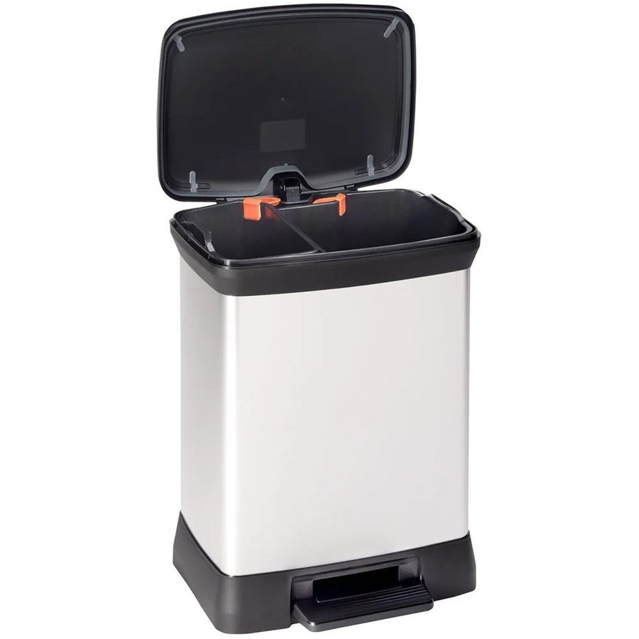 Curver Decobin Duo Mülleimer mit Fußpedal Silber Metallic, 30 l, H x B x T: 51,0 x 29,0 x 39,0 cm - Bild 3