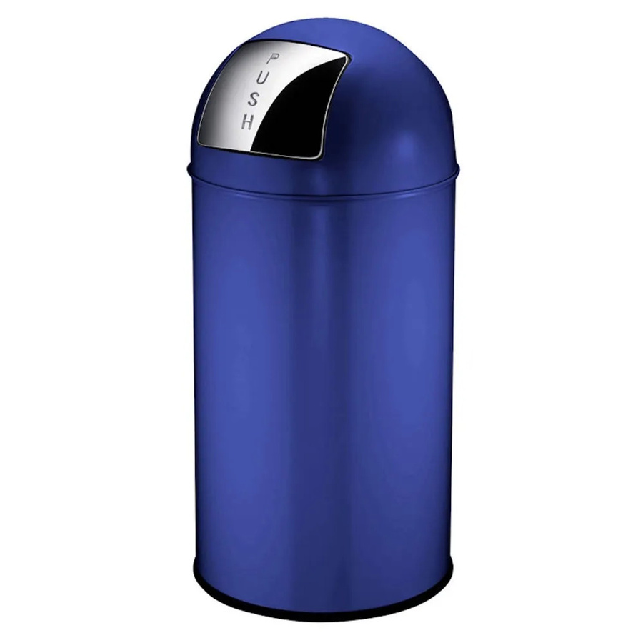 PROREGAL Abfallbehälter aus Metall mit Pushdeckel und Inneneimer, Blau, H x B x T: 74 x 34 x 34 cm - Bild 2