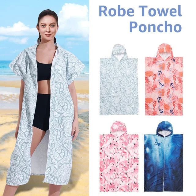 Willstar Mikrofaser-Strandtuch als Poncho-Bademantel mit Kapuze und Reißverschluss, schnell trocknender Surf-Poncho - Bild 1