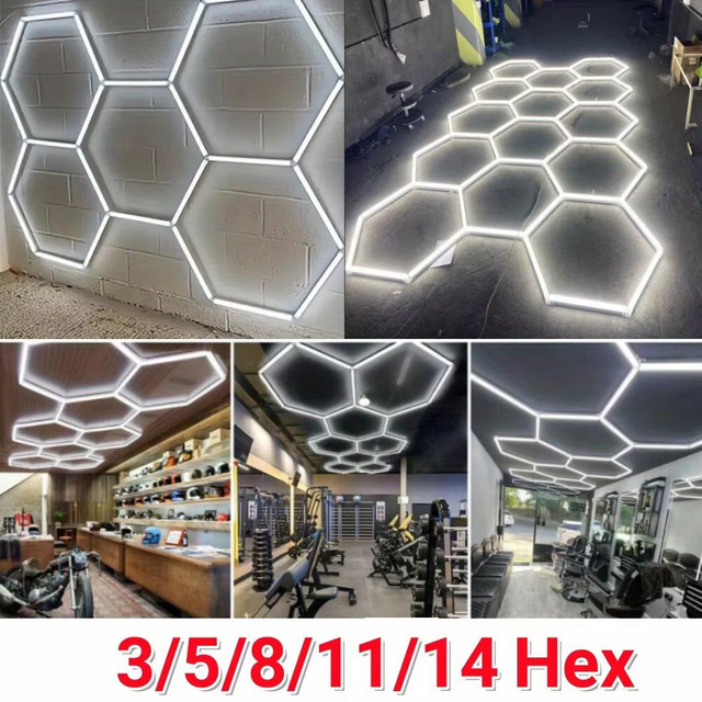 VASTFIRE Ultrahelle Waben-LED-Deckenleuchte in Hexagon-Design mit 6500K Kaltweiß für Garage und Werkstatt - Bild 1
