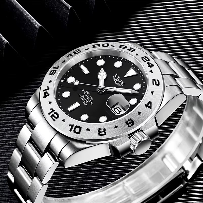 LIGE Armbanduhr Quarz, Edelstahl, Weiß, Herren - Bild 5
