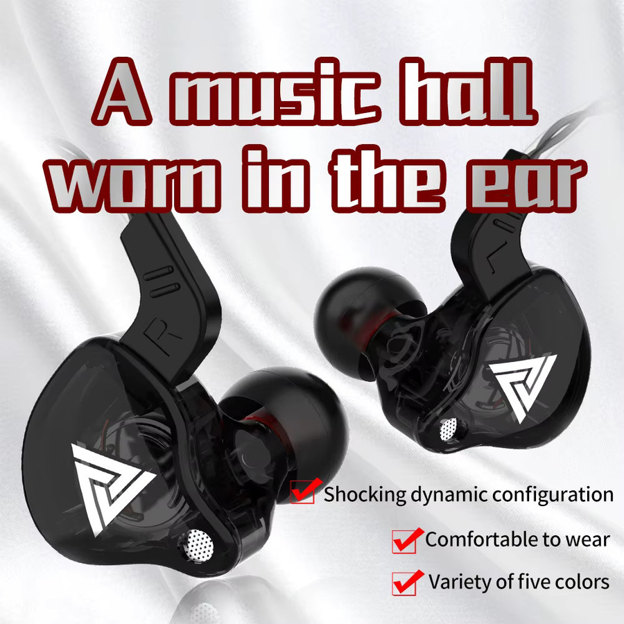 QKZ AK6 AKX In-Ear Kopfhörer mit Mikrofon, Stereo HiFi Sport Headset mit dynamischen Treibern und Subwoofer, Schwarz - Bild 2