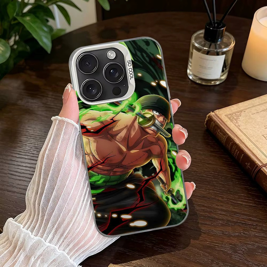 One Piece Roronoa Zoro Stoßfeste Handyhülle für iPhone 11 bis 17 Pro Max in Silber und Multicolour - Bild 4