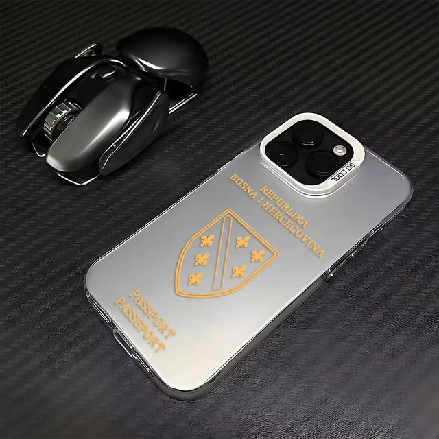 Handyhülle im Bosnien und Herzegowina Reisepass Design für iPhone 16 15 14 13 12 11 Pro Max Plus Mini X XS XR SE in Silber - Bild 1