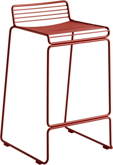 HAY Hee Bar Stool aus pulverbeschichtetem Metalldraht in Rot - Bild 1