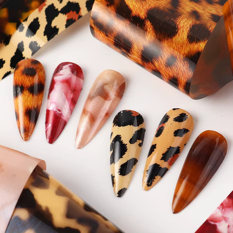 Full Beauty Nagelfolien, 10 Stück, Schildkröten- und Leopardenmuster, Glänzend - Bild 5