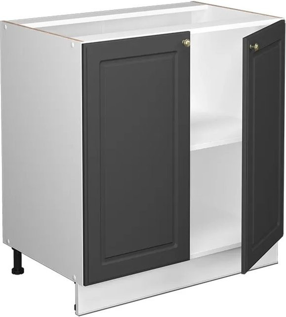 Vicco Spülenunterschrank Fame-Line in Anthrazit-Gold/Weiß mit Regal und Marmor-Optik, B/T/H: 80 x 60 x 82 cm - Bild 1